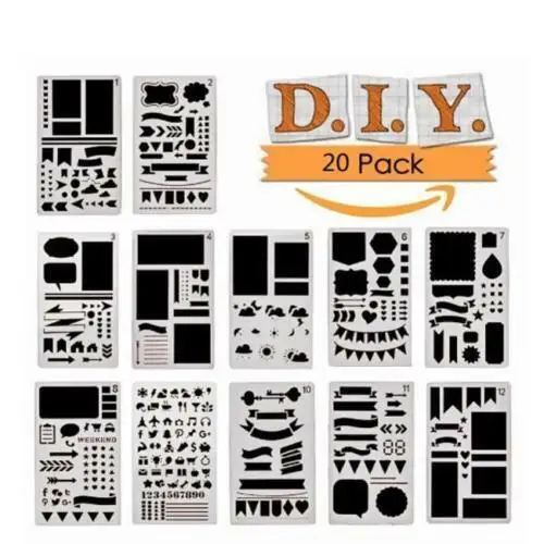 Новый 20 шт/12 шт пули журнал трафарет набор пластиковый планировщик рисунок