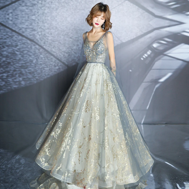 

2022 Club Sexy Strap Banquet Mesh Dresses Noble Luxurious V Neck Long Dress Vintage Green Birthday Party Dancing Runway Dress