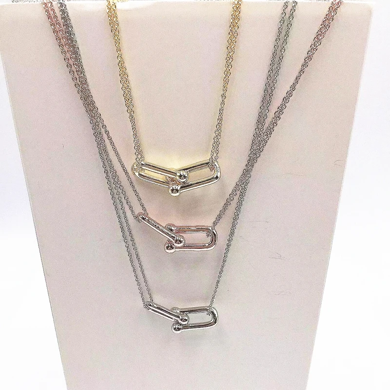 

1: 1 Original HighQuality 925 Sterling Silver U-Shaped Romance NecklaceWomen Logo Brand Hot Sell Jewelry Valentine Gift