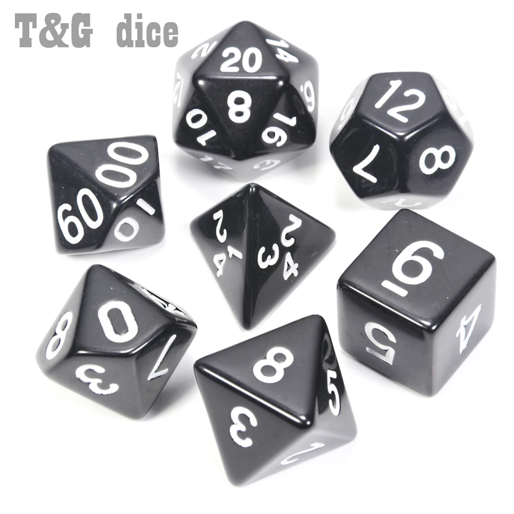 Rpg непрозрачные и Красочные кристально прозрачные игральные кости Набор из 7