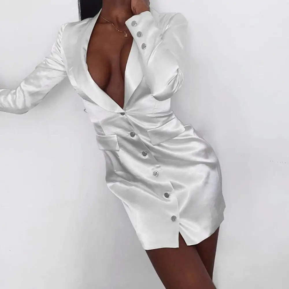 Женский флуоресцентный Блейзер элегантное осеннее платье с длинным рукавом