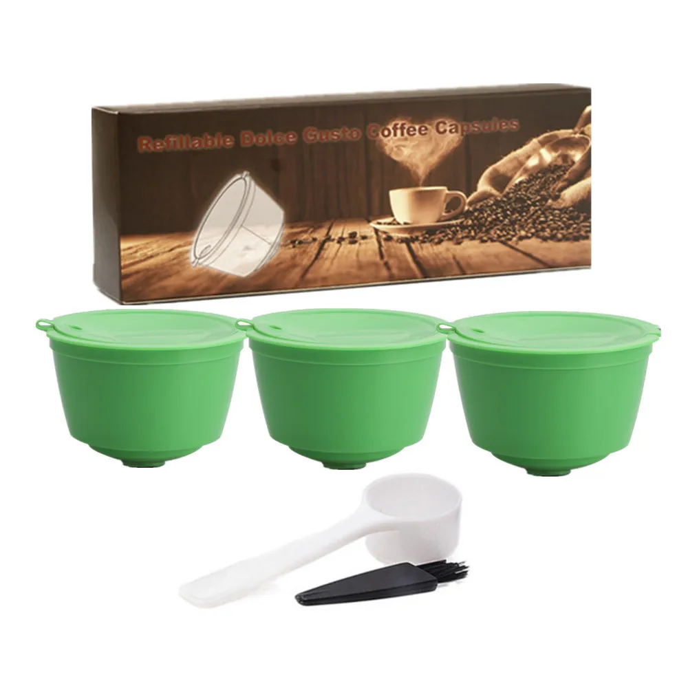 1st Green 3 шт Dolci Gusto многоразовые кофейные капсулы фильтр Basker многоразовые 200 раз капсула капельница для dolcegusto получить кисточку ложка - Цвет: 1st Green