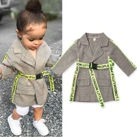toddler kids girl belted plaid print long coats baby girl long sleeve jacket autumn winter casual clothes outwear coat 0 5y