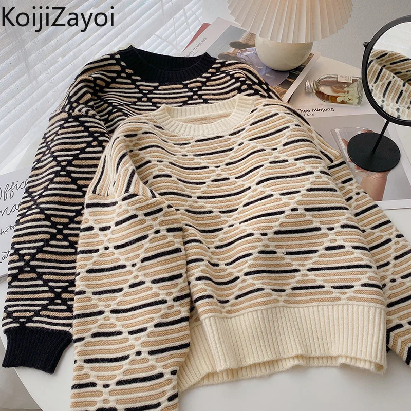 

Женский винтажный свитер с круглым вырезом, свободного покроя