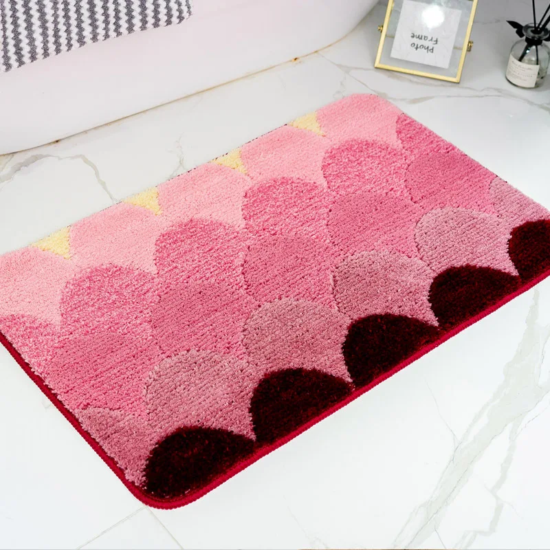 

Rectangle High Home Low Wool Double Layer Flocking Carpet Floor Bedroom Entrance Toilet Water Absorbent Non-Slip Floor Mats
