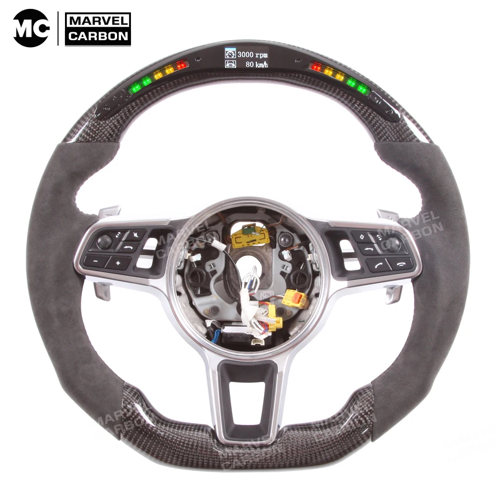 

100% Real Carbon Fiber LED Performance Steering Wheel Display Compatible for Porsche