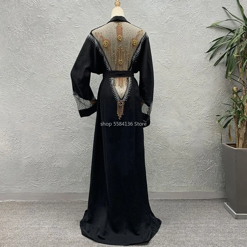 ИД Рамадан абайя кимоно кардиган вышивка хиджаб мусульманское платье Кафтан