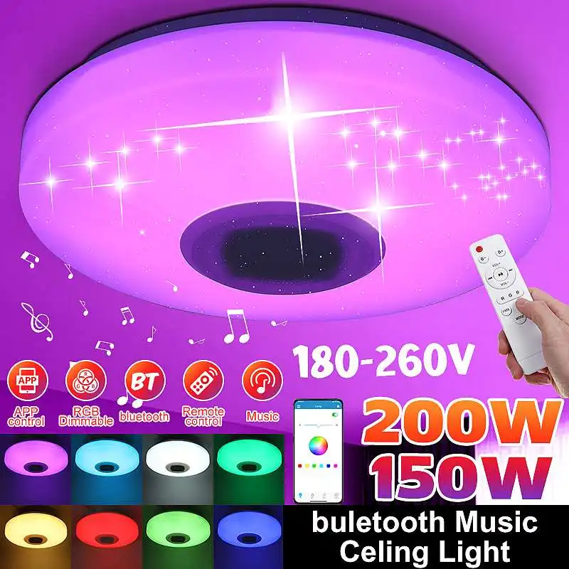 

Музыкальный RGB-светильник, светодиодный потолочный светильник с дистанционным управлением, 150 Вт