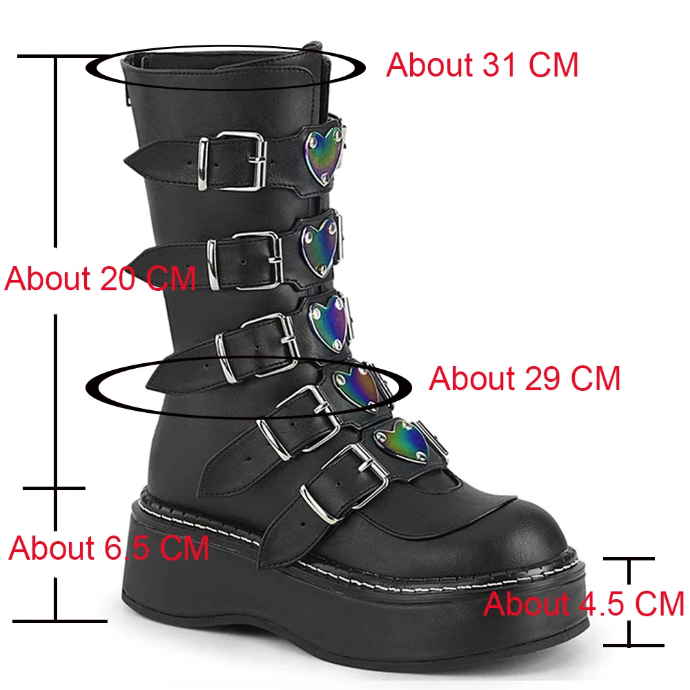 Женские ботинки на танкетке SaraIris черные платформе с пряжкой в форме сердца