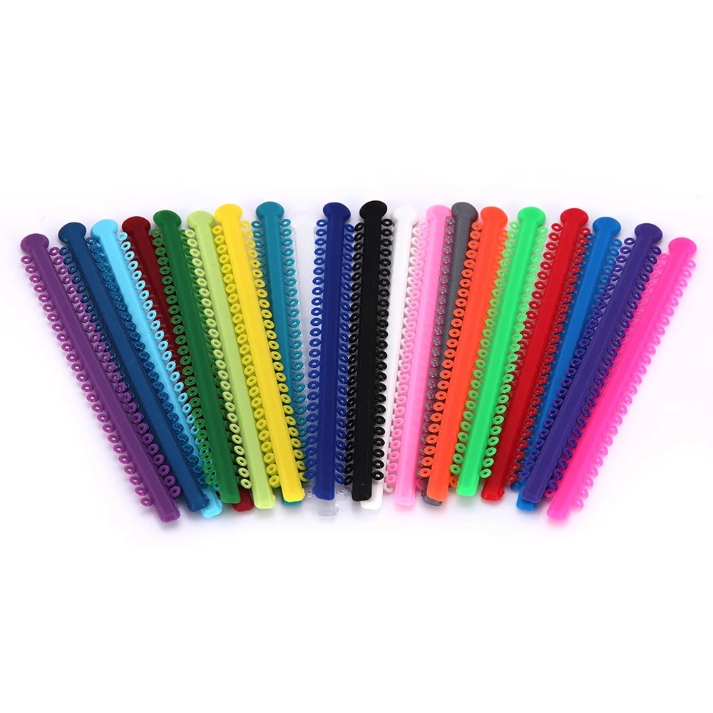 1Pack=1000PCS/20Sticks Dental Orthodontic Elastic Ligature Ties Bands for Brackets Braces Colourful to Choose |