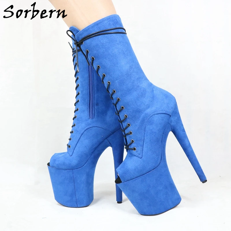 Женские ботинки до середины икры на шнуровке для танцев шесте обувь