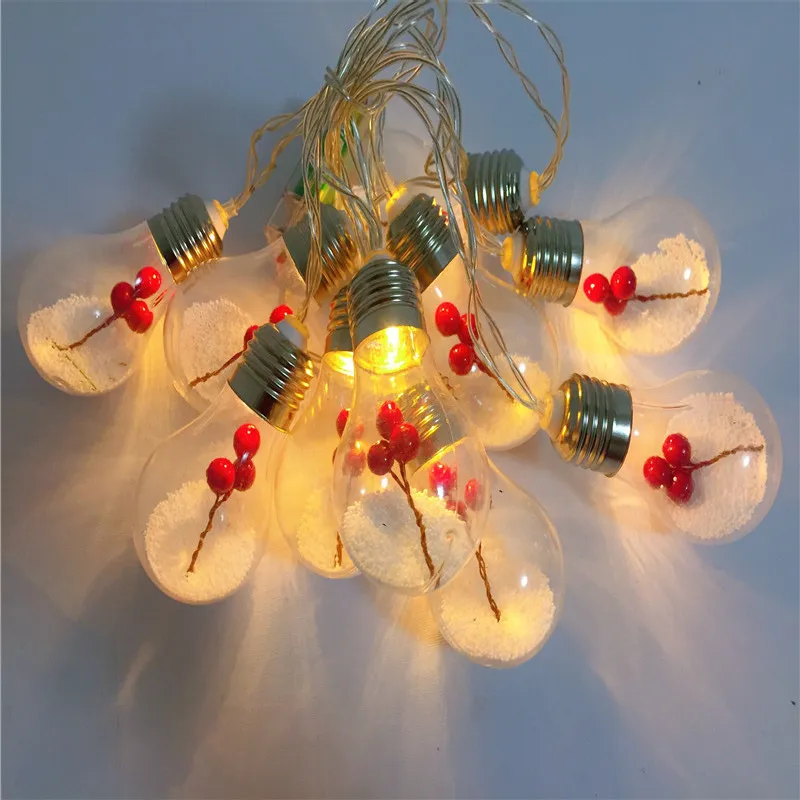 Новогодний Декор 2021 года 2 м 10 светодиодов шарики из пенопласта красные ягоды