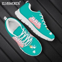elviswords kawaii dental teeth print teen girls cute flat shoes breathable mesh running sneaker springautumn casual footwear