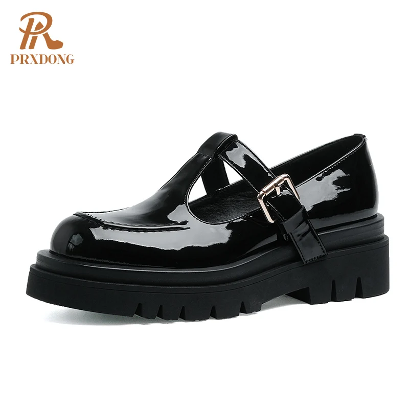 

2022 New Spring Women Pumps Retro T-Strap Black Patent Leather Dress Party Working Mary Janes Shoes Woman Pumps High Qulaity