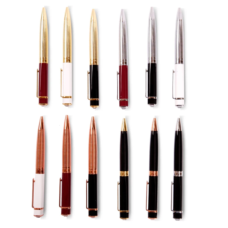 

Luxury quality White gold clip pen Crystal Business office Ballpoint Pens for Stationery Office Medium Nib Ballpoint Pen New