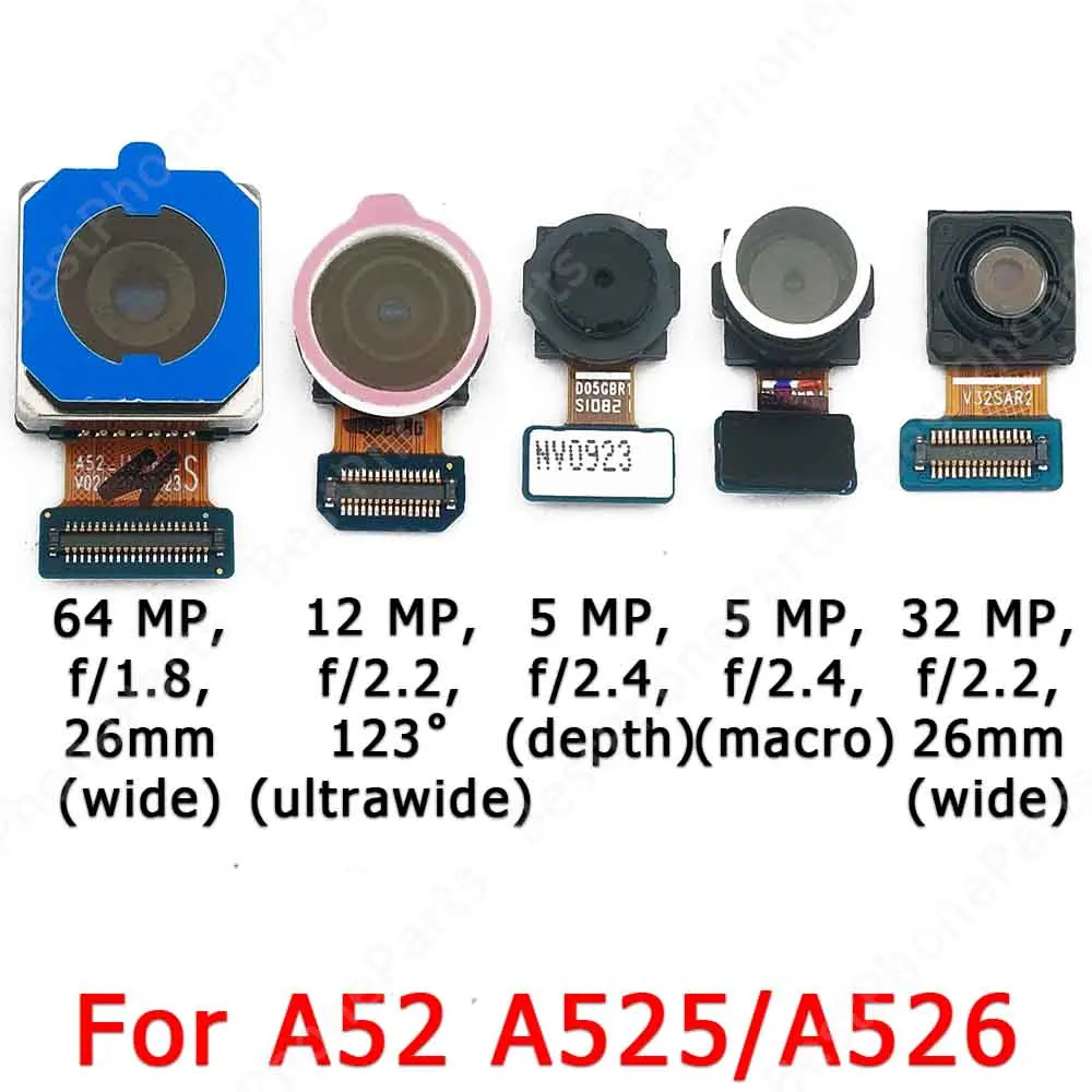 

Original Rear Front Camera For Samsung Galaxy A52 A525 A526 Frontal Back Facing Small Selfie Camera Module Repair Spare Parts