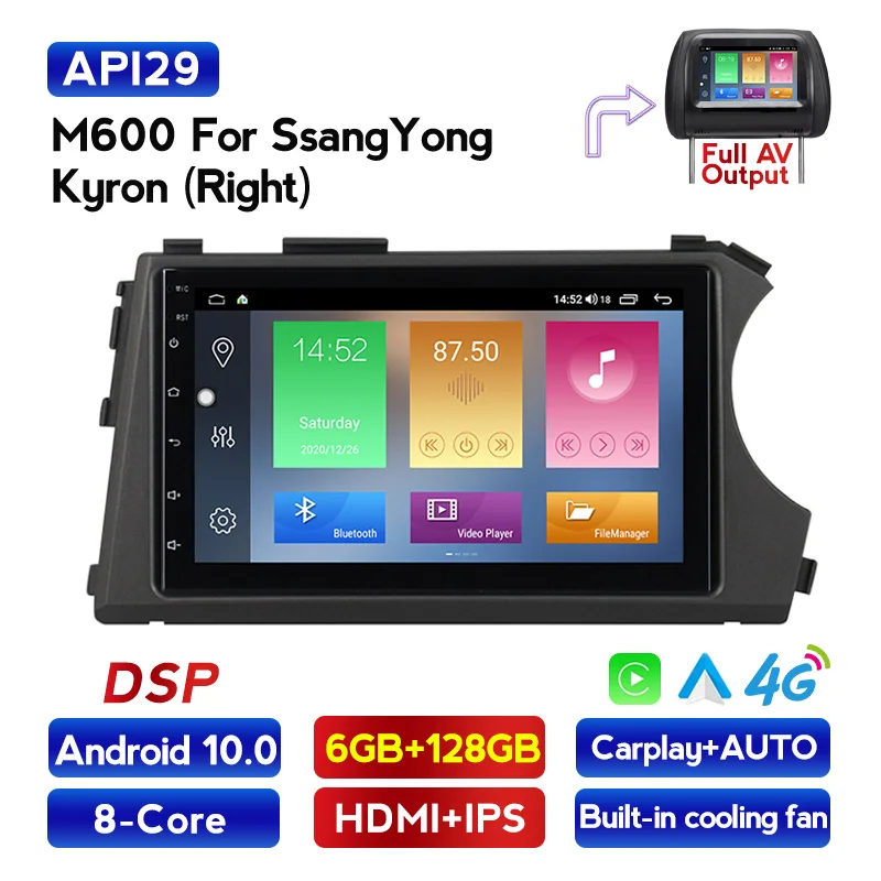 Автомобильный мультимедийный плеер 2 din для Ssang yong Ssangyong Actyon Kyron Android 10 0 2din DVD радио