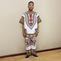 unisex dashiki t shirt suit african blouse set set shirt pant tribal clothing one size