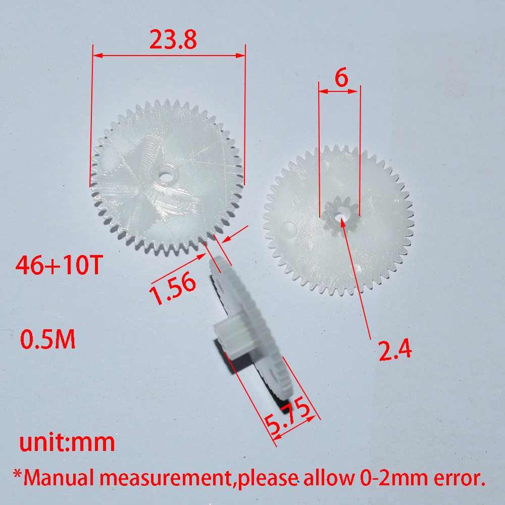 

30pc 46+10T 2.5mm hole plastic gear 0.5M dron rc car plane robot kids toys for boys diy baby accessories GP46102.5