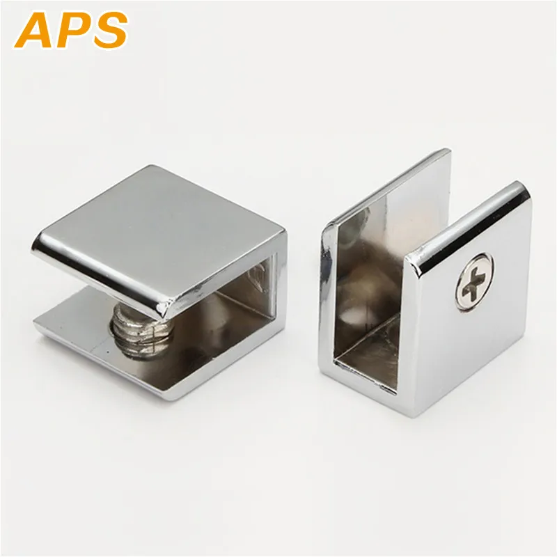 

2pcs/lot Square shape chrome finished Zinc Alloy Glass Clamps Shelves Support Bracket Clips For 5 to 12mm glass board