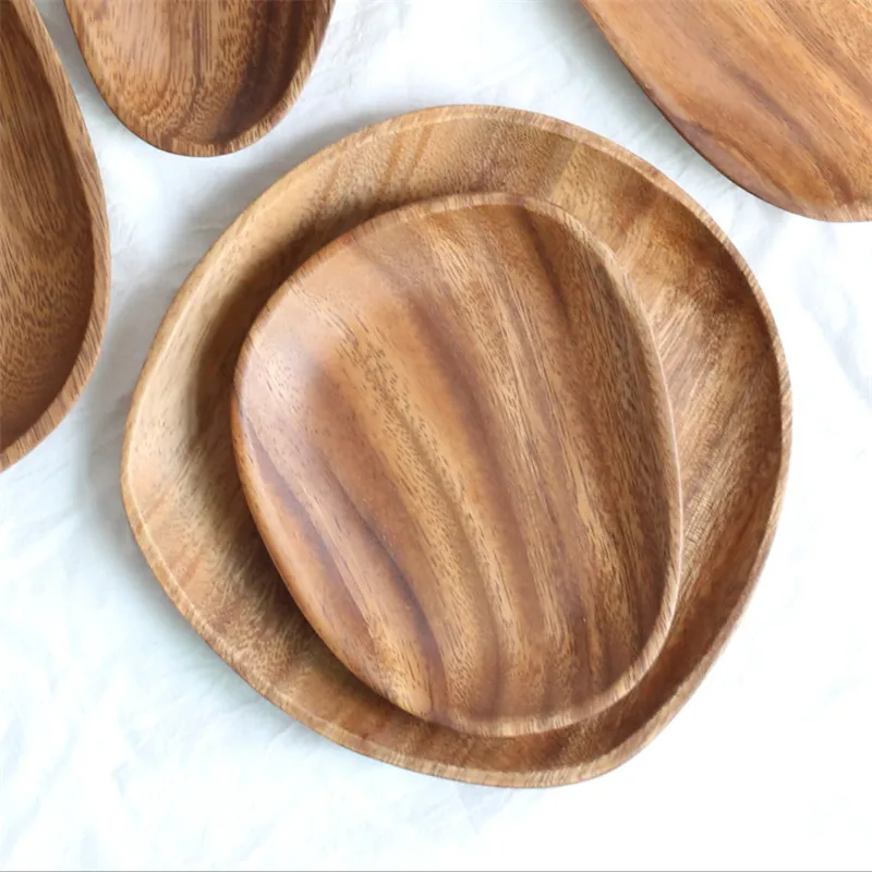 Деревянная подставка для закусок фруктов сковорода из цельной древесины поднос