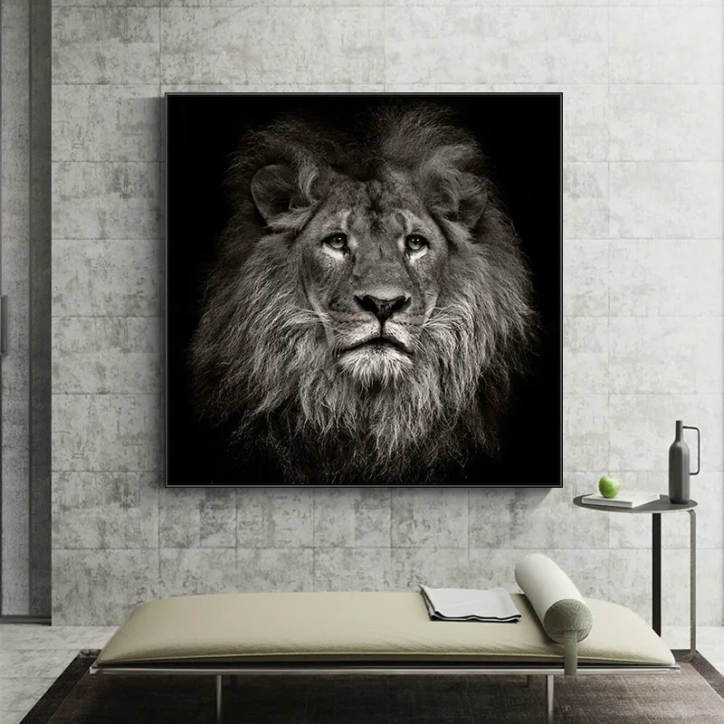 

Black Gold Lion Wild Animals Ferocious Beast Cuadros Oil Painting on Canvas Posters and Prints Wall Art Picture for Living Room