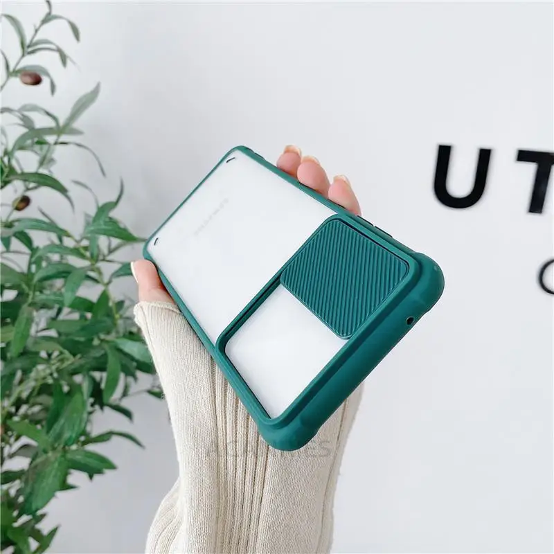 transparent slide camera protect phone case on for xiaomi redmi note 10 pro max note10 s 10pro 10s 4g 5g airbag shockproof cover free global shipping