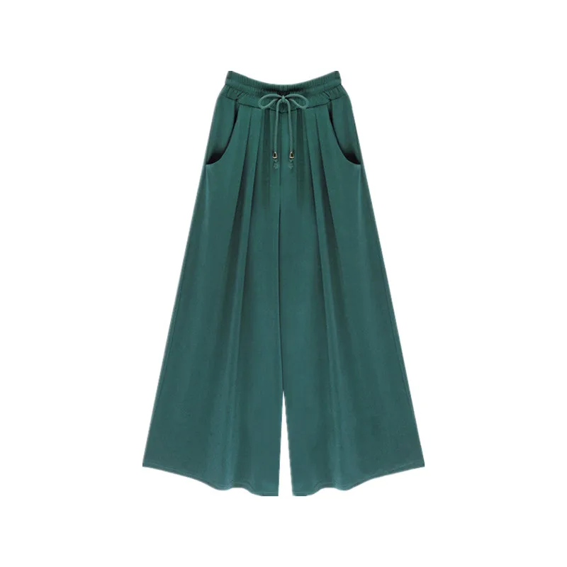 Брюки женские летние с широкими штанинами эластичные свободные штаны-султанки в