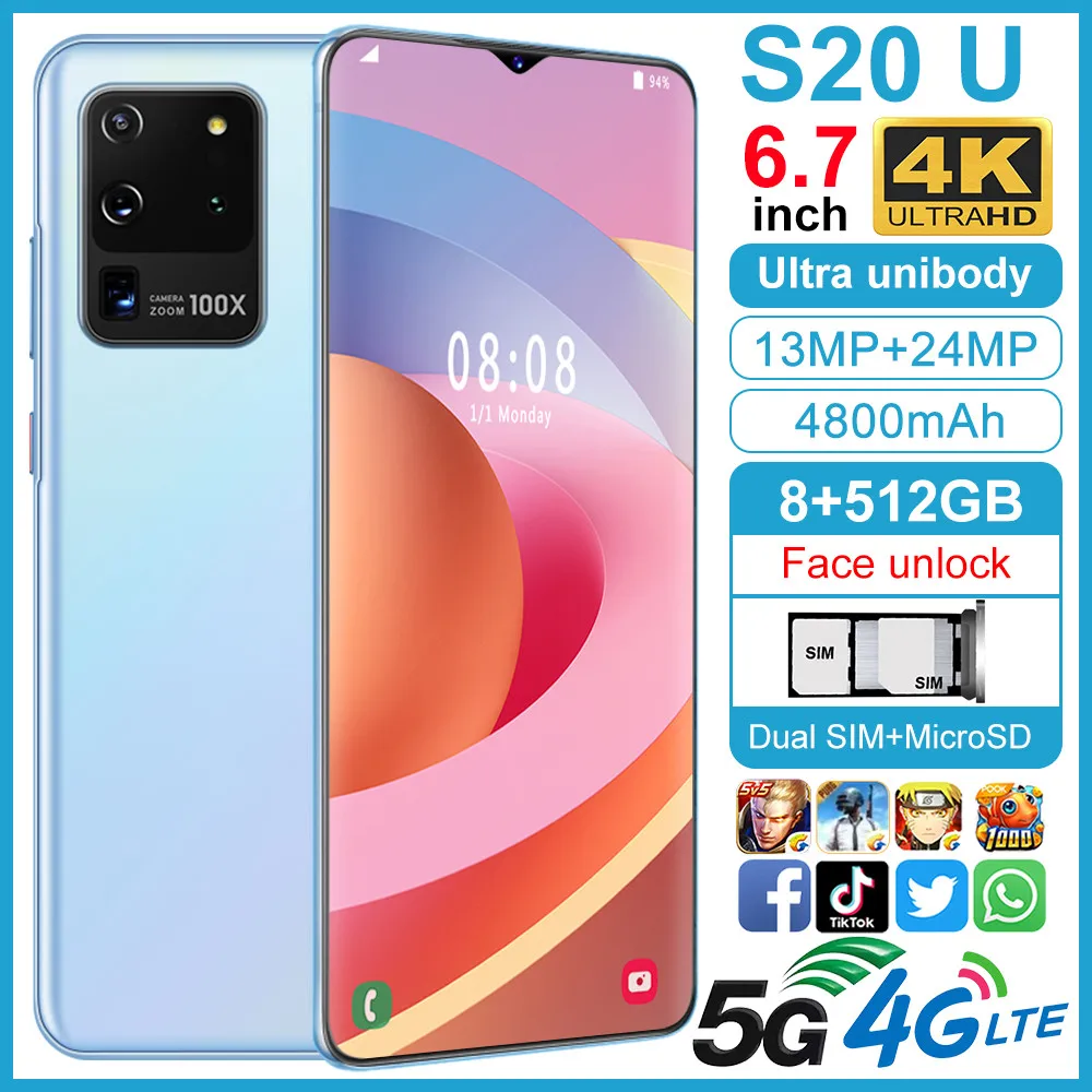 Смартфон S20U 3G телефоны MTK6799 Deca core 6 7 дюймов HD Мобильный телефон 1440*3040