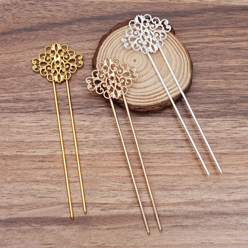 Винтажная заколка для волос с 37x30 мм филигранными цветами металлические шпильки