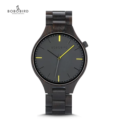BLACK BOBO BIRD оригинальная брендовая с деревянной reloj hombre кварцевые наручные часы Простой стиль Cuatomized Прямая поставка Подарочная коробка дизайн - Цвет: BLACK