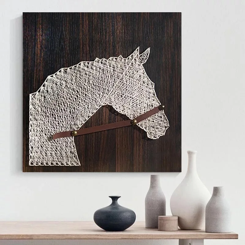 

DIY string instrument kit handicraft supplies | Horse head painting, lake house decoration | Christmas gifts | Adult crafts