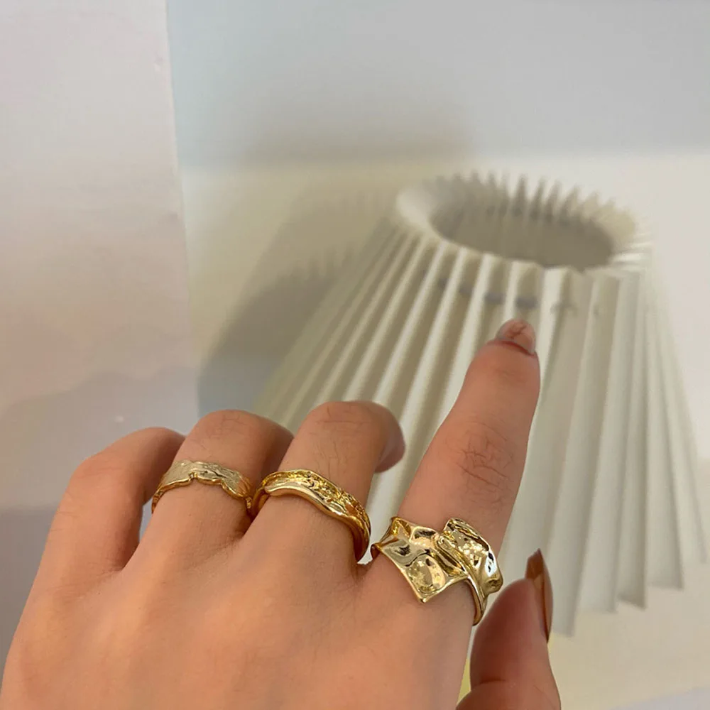 

3PCS/SET Tin Foil Pattern Rings for Women Couples Korean Fashion Simple Geometric Birthday Party Jewelry