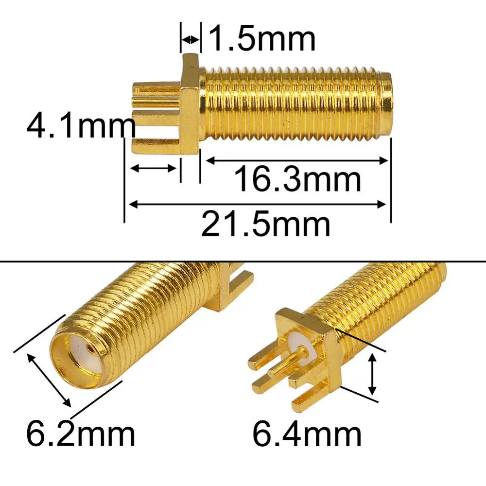 10 шт. SMA женский Радиочастотный адаптер PCB Jack Edge Mount PC соединитель для платы Plug