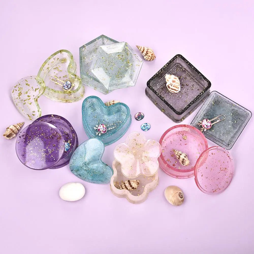 Storage Box Silicone Mold For Jewelry Making Heart Flower Shape Cut DIY Crystal UV Epoxy Resin Gift Tools | Украшения и
