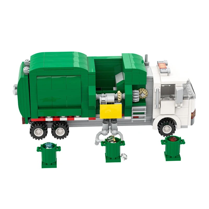 

BuildMoc high-tech Car Green White Sanitation Truck City Building Block Bricks Model Diy Toys Kids Boys Educational Gifts 379PCS
