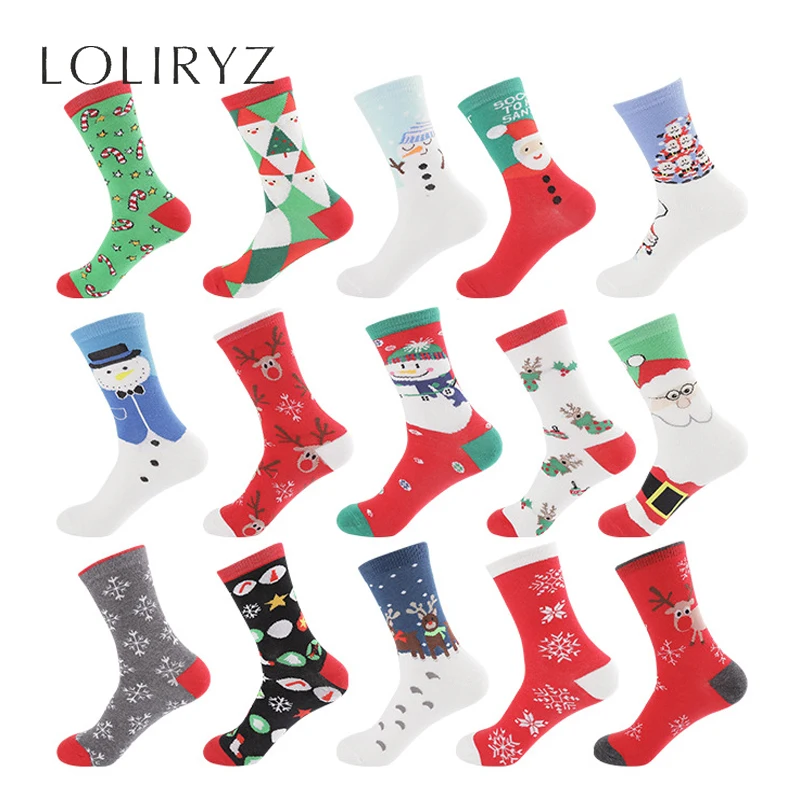15 Styels новейшие рождественские носки Санта Клаус Снеговик Снежинка Лось подарок