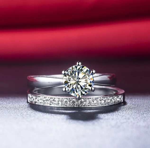 Оптовая продажа NSCD синтетические кольцо с камнем набор для женщин 2CT