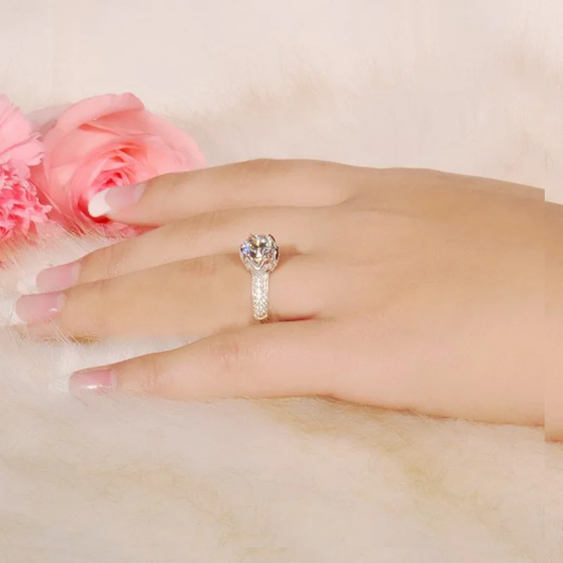 3 карата в форме цветка имитация камня обручальные кольца роскошная звезда