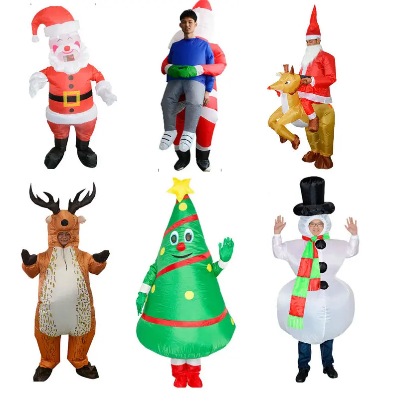 Traje inflable de Papá Noel, muñeco de nieve, alce, para Navidad, Carnaval, árbol de Navidad, Cosplay, triangulación de envíos