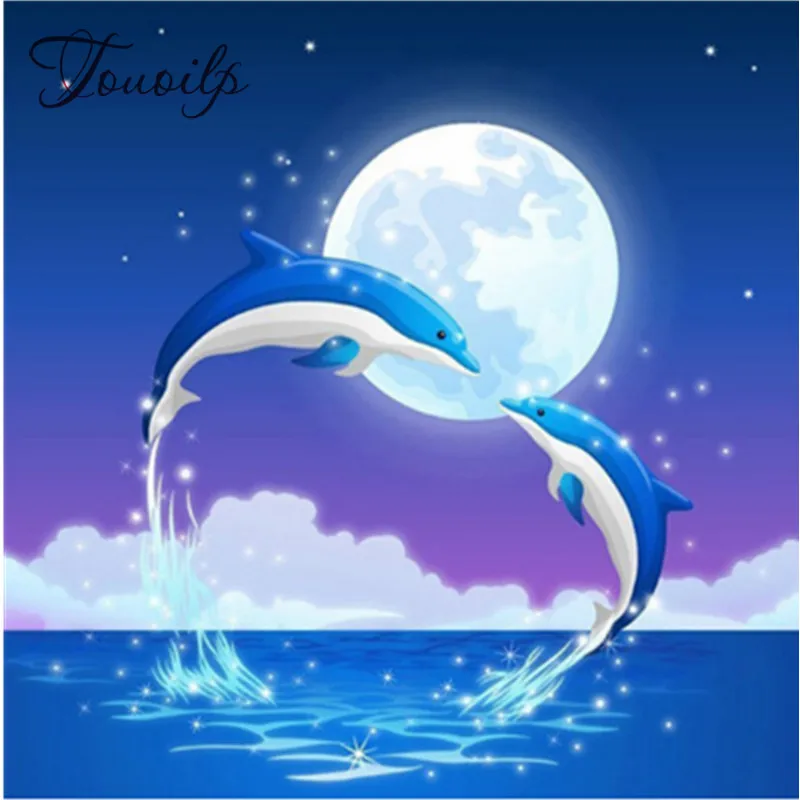 Даймантовая живопись полного сверления с квадратным дельфином, вышивка животных крестом, стразовая мозаика, океанский комплект ручной работы.