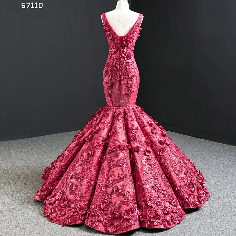 J67110 Jancember Mermaid Formal Dress Halter Sleeveless Pearls Lace Applique lace up back lace long veil New Robe Dubai Soiree