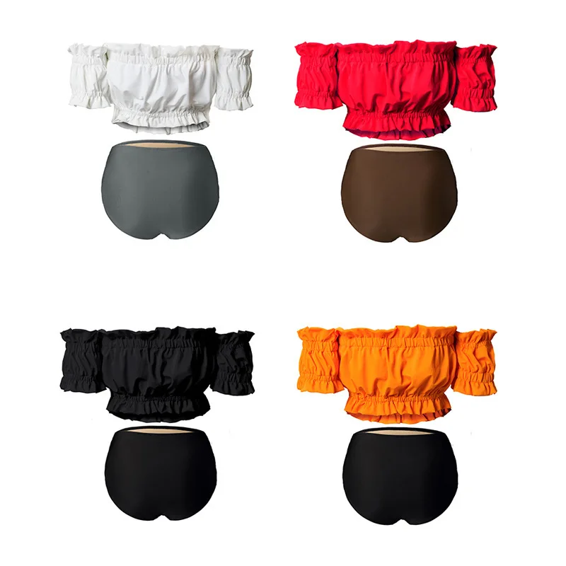 

Beach Swimwear Women Bikini Sets Female Summer Saida De Praia Separate Swimsuit 2020 Korean New One Line Girl Split Lace Solid