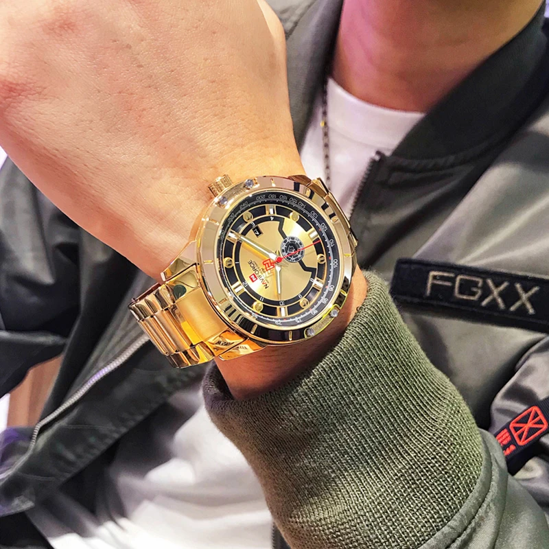 NAVIFORCE мужские часы Топ люксовый бренд водонепроницаемые кварцевые из