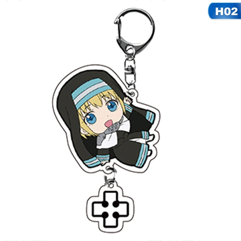 

2020 Fire Force Cartoon Figure Keychain Keyring Acrylic Pendant Anime Accessories Cute Funny Doll Rare Cosplay Toy Gift