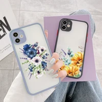 flower painted phone case for iphone 6s 7 8 plus se 2020 11 12 13 pro max xr x xs max protective hard fundas shockproof cover