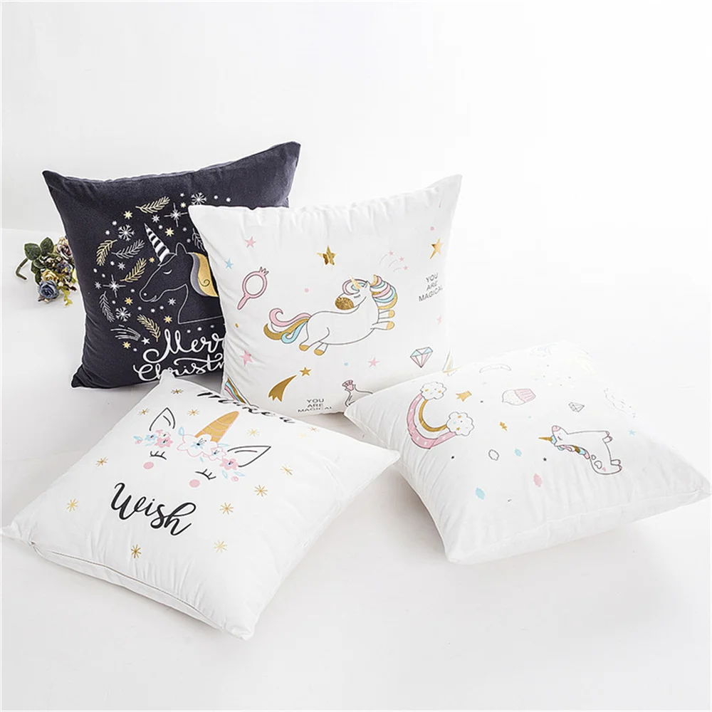 

1PC Cartoon Anime Unicorn Super Soft Bronzing Home Decor Pillowcase Car Couches Sofa Cushion Cover Home Textiles Pillow Case