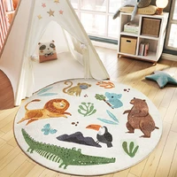 cartoon animal round floor mat soft childrens bedroom rug baby play mat girl room pad bedside mat crocodile decorative carpet