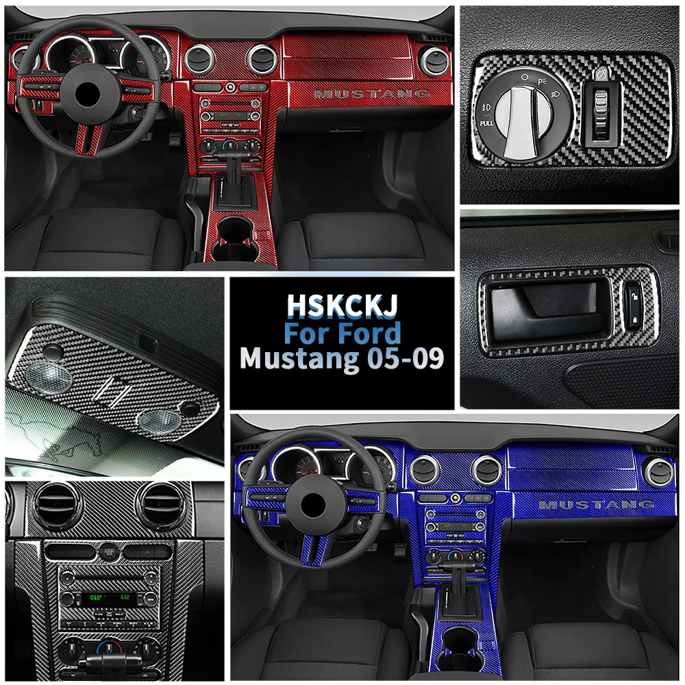 

For Ford Mustang GT 2005 2006 2007 2008 2009 S197 Carbon Fiber Sticker Center Control Gear Shift AC CD Interiors Car Accessories