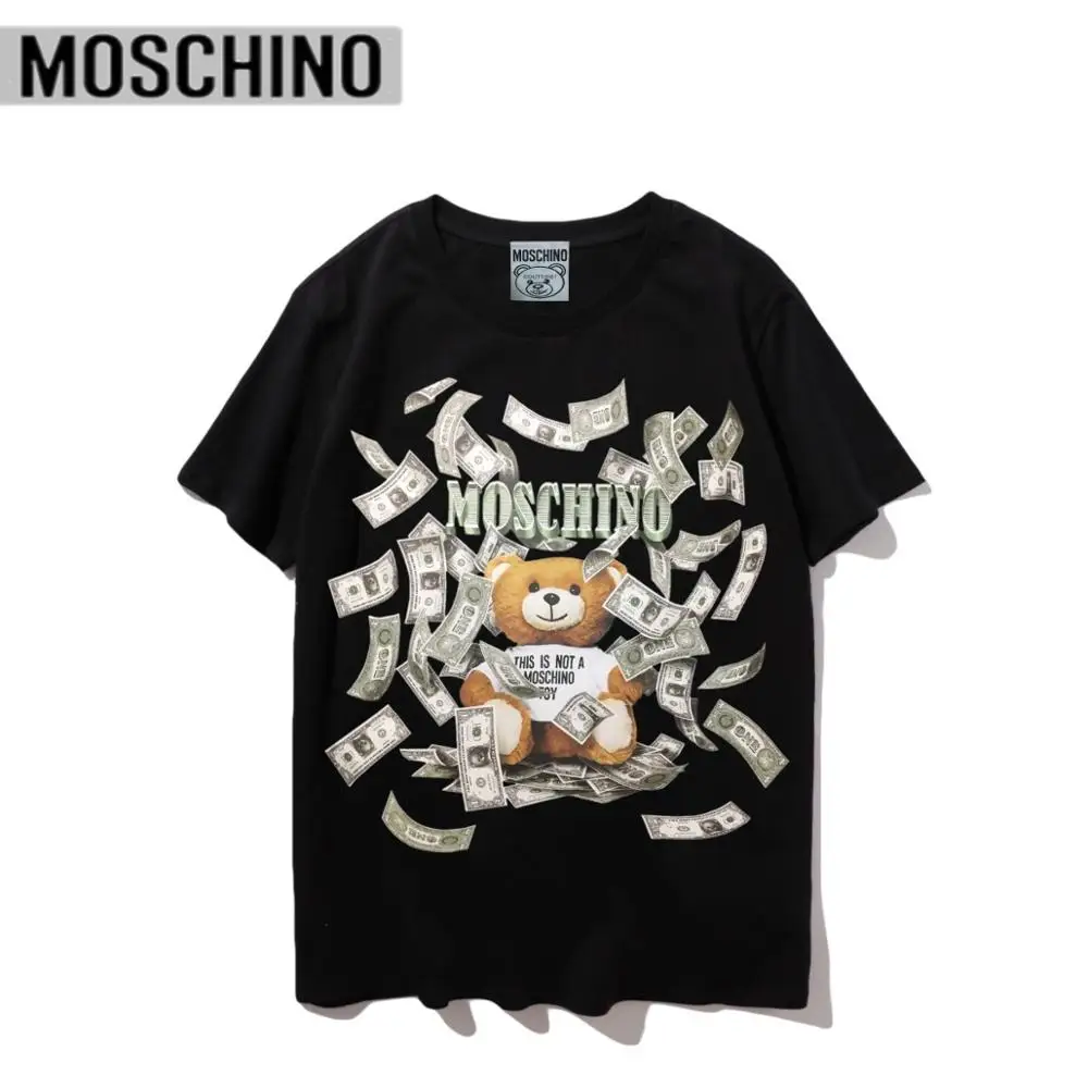 

2020 Summer Moschino Rich Money Bear T-shirt 2020 Women Men Couples Casual Short Sleeves Cloth